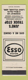 Matchbook Cover - Esso oil gas June's Truck Stop Lake Village AR WHITE