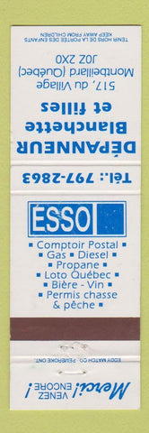 Matchbook Cover - Esso oil gas Blanchette Montbeillard QC WEAR