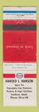 Matchbook Cover - Esso oil gas Harold Hanson Lintlaw SK WEAR