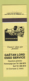Matchbook Cover - Esso oil gas Gaetan Lord St Damase QC YELLOW