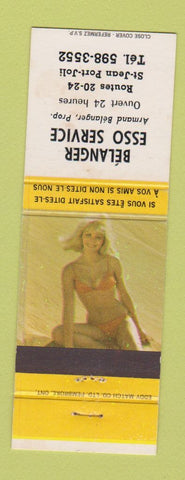 Matchbook Cover - Esso oil gas Belanger St Jean Port Joli QC pinup