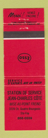 Matchbook Cover - Esso oil gas Jean Charles Cote Ste Foy QC
