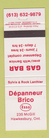 Matchbook Cover - Esso oil gas Depanneur Brico Hakesbury ON WEAR