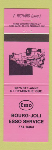 Matchbook Cover - Esso oil gas Bourg Joli St Hyacinthe QC PINK