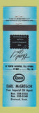 Matchbook Cover - Esso oil gas Earl McGregor Eastend SK WORN
