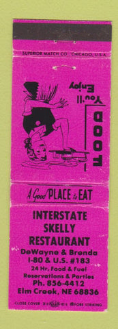 Matchbook Cover - Interstate Skelly Restaurant oil gas Elm Creek NE WEAR PINK