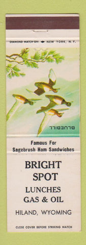 Matchbook Cover - Bright Spot Lunches oil gas Hiland WY