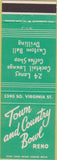Matchbook Cover - Town  and  Country Bowl Reno NV