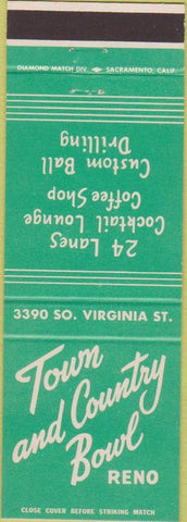 Matchbook Cover - Town  and  Country Bowl Reno NV