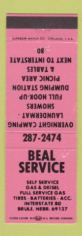 Matchbook Cover - Beal Service oil gas Brule NE