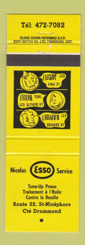 Matchbook Cover - Nicolas Esso oil gas Drummond QC