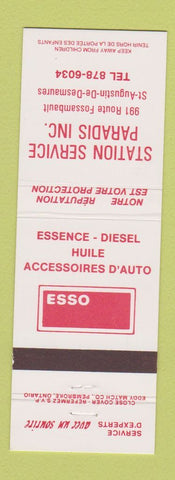 Matchbook Cover - Esso oil gas Paradis ST Augustin De Desmaures QC