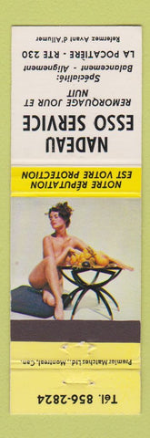 Matchbook Cover - Esso oil gas Nadeau La Pocatiere QC pinup
