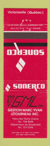 Matchbook Cover - GML Sonerco oil gas Victoriaville QC