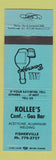 Matchbook Cover - Kollee's gas bar Fisherville ON liquor