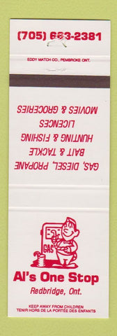 Matchbook Cover - Al's One Stop oil gas Redbridge ON