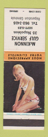 Matchbook Cover - McKinnon Gulf oil gas Sept Iles QC pinup