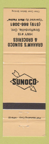 Matchbook Cover - Sunoco oil gas Graham's Grocery Straffordville ON