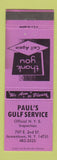 Matchbook Cover - Paul's Gulf oil gas Jamestown NY PURPLE WEAR