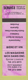 Matchbook Cover - Les Magasins Nick Danis Epicier Licencie Dubuc QC