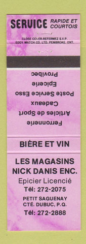 Matchbook Cover - Les Magasins Nick Danis Epicier Licencie Dubuc QC