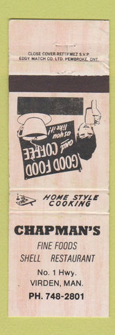 Matchbook Cover - Chapman's Restaurant Shell oil gas Virden MB WEAR