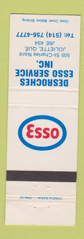 Matchbook Cover - Esso oil gas Desroches Joliette QC