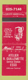 Matchbook Cover - Esso oil gas Eatelier R Guillemette WEAR QC