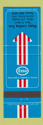 Matchbook Cover - Esso oil gas Happy Landing South River ON