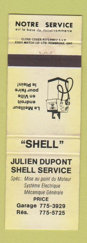 Matchbook Cover - Shell oil gas Julien Dupont Price QC