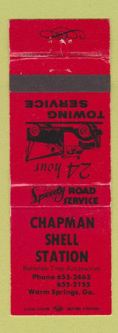 Matchbook Cover - Chapman Shell oil gas Warm Springs GA towing