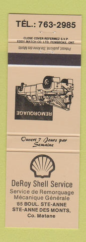 Matchbook Cover - DeRoy Shell oil gas Ste Anne Des Monts QC