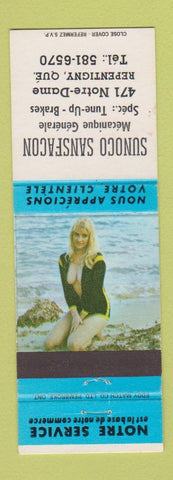 Matchbook Cover - Sunoco oil gas Sansfacon Repentigny QC pinup