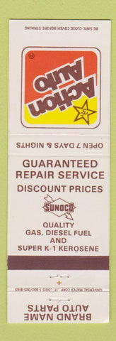 Matchbook Cover - Action Auto Sunoco oil gas repair