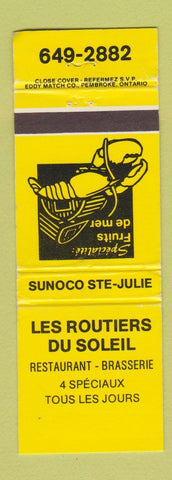 Matchbook Cover - Les Routiers Du Soleil Restaurant QC Sunoco oil gas Ste Julie