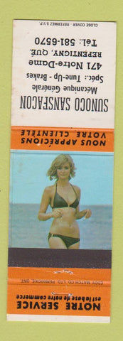 Matchbook Cover - Sunoco oil gas Sansfacon Repentigny QC pinup WEAR