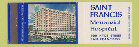 Matchbook Cover - Saint Frances Memorial Hospital San Francisco CA Full Length