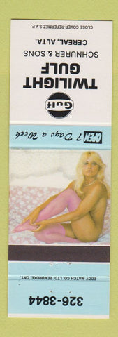 Matchbook Cover - Gulf oil gas Twilight Cereal AB pinup
