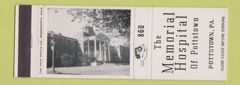 Matchbook Cover - Memorial Hospital of Pottstown PA