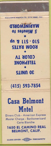 Matchbook Cover - Casa Belmont Motel Belmont CA WEAR