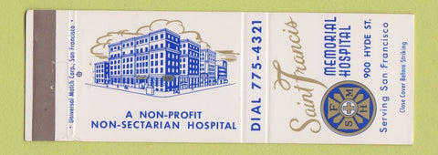 Matchbook Cover - Saint Frances Memorial Hospital San Francisco CA