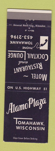 Matchbook Cover - Alamo Plaza Motel Restaurant Tomahawk WI