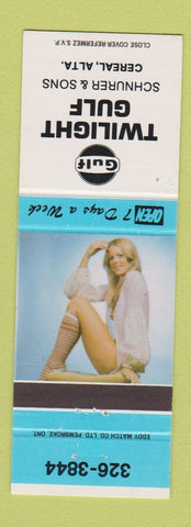 Matchbook Cover - Gulf oil gas Twilight Cereal AB pinup