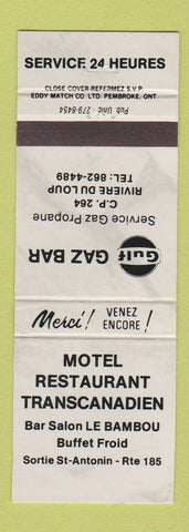 Matchbook Cover - Gulf oil gas Motel Transcanadien Sortie St Antonin QC GREY