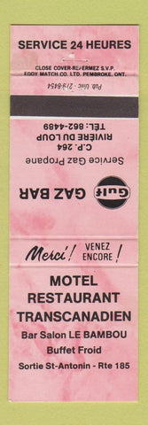 Matchbook Cover - Gulf oil gas Motel Transcanadien Sortie St Antonin QC PINK