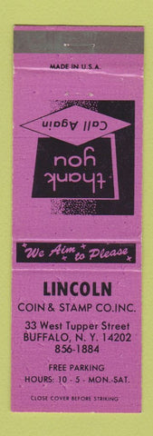 Matchbook Cover - Lincoln Coin and Stamp Buffalo NY