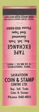 Matchbook Cover - Saskatoon Coin and Stamp SK