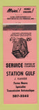 Matchbook Cover - Station Gulf oil gas J Vanier Outhouse QC WEAR
