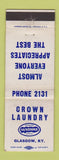 Matchbook Cover - Crown Laundry Sanitone Glasgow KY WEAR