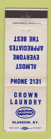 Matchbook Cover - Crown Laundry Sanitone Glasgow KY WEAR